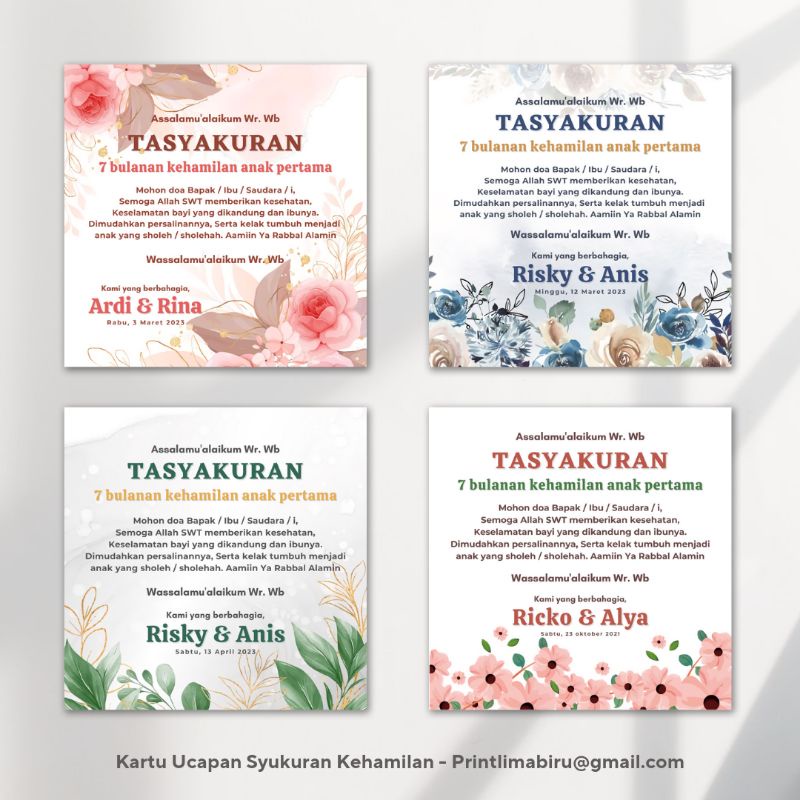 STIKER DAN KARTU UCAPAN SYUKURAN 4 Bulanan / 7 Bulanan (Minimal order 48pcs)