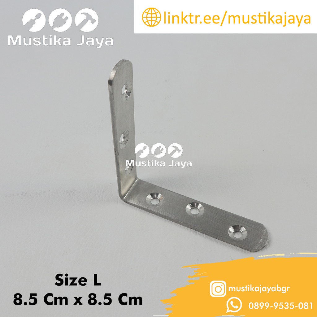 Plat Siku L Stainless SS Bracket Penyangga Rak Lemari Kayu 6601