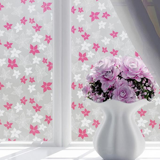 STIKER KACA/MOTIF BUNGA PINK CANTIK BERKUALITAS