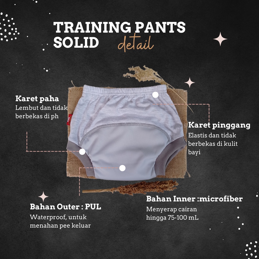 Klodiz training pants - POLOS atau SOLID Color - celana toilet training