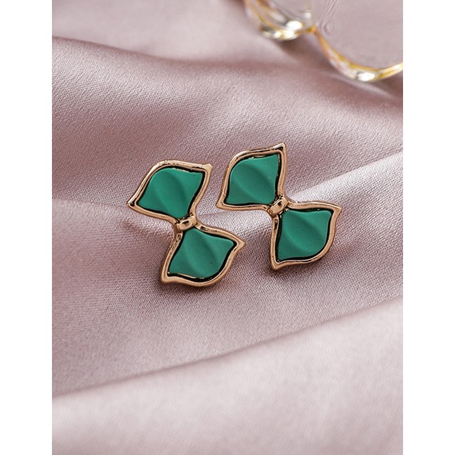 LRC Anting Tusuk Fashion Green Bow Earrings D15302