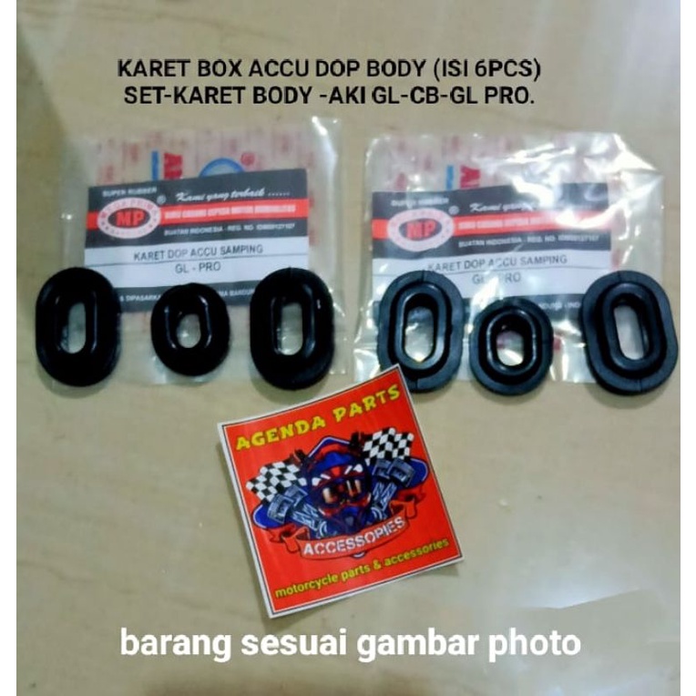 KARET BOX ACCU DOP BODY (ISI 6PCS) SET-KARET BODY -AKI GL 100-HONDA WIN 100-CB 100-GL PRO-SESUAI GAMBAR PHOTO