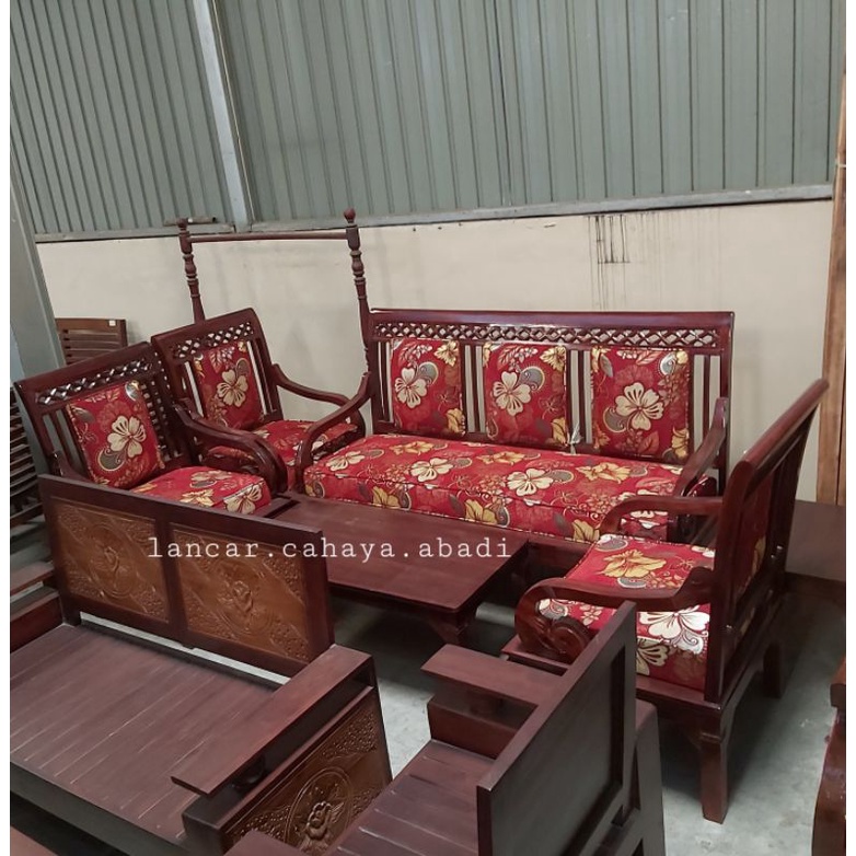 Kursi Tamu Jati Asli Kejora 3111 + Meja Besar + Meja Kecil