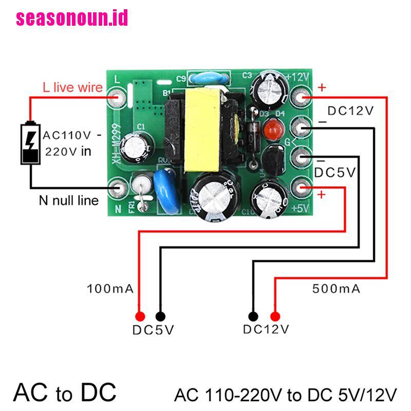 Modul Konverter Mini AC110V 220V Ke DC 12V 0.2A + 5V