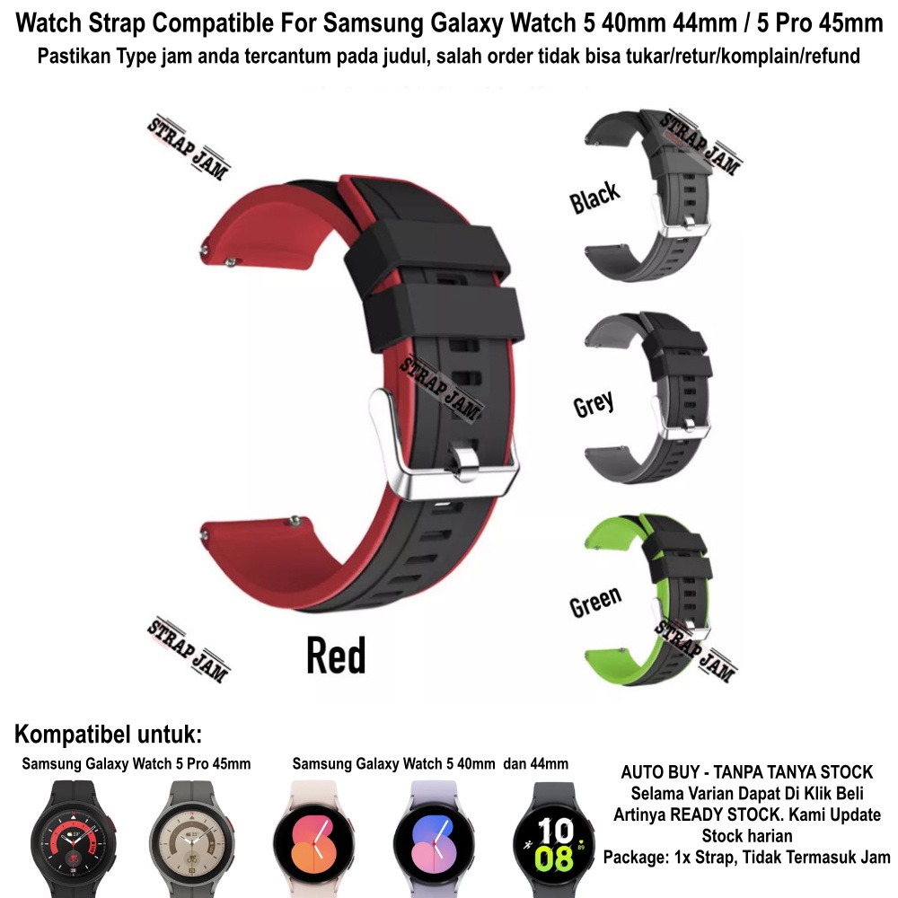 SSR Strap Samsung Galaxy Watch 5 40mm 44mm Pro 45mm - Tali Jam 20mm Rubber Silikon List Warna