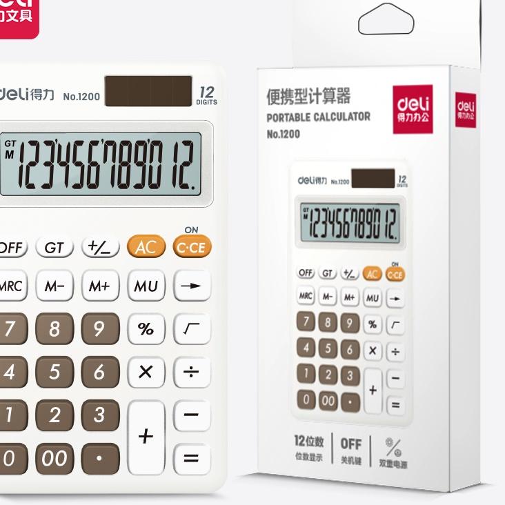 

FRESHH 【 Deli Desktop Calculator / Kalkulator Meja Mini Portable Dual Power Lucu 1200.
