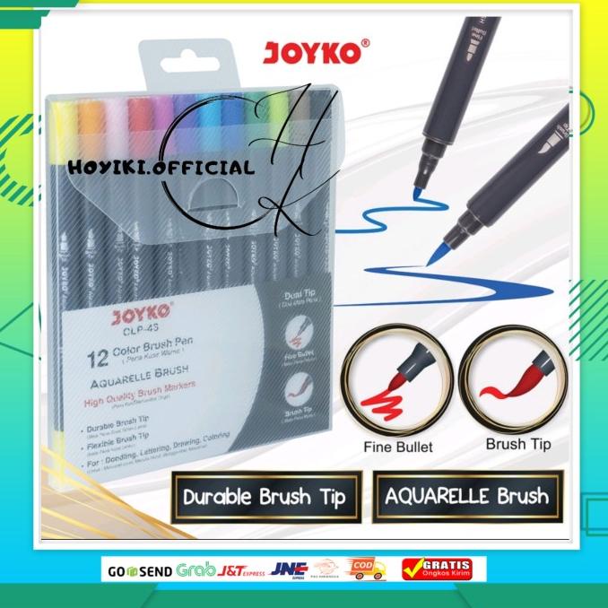 

(BISA COD) JOYKO Aquarelle Color Brush Pen Markers CLP-43 1 Set 12 Warna Spidol OBRAL Kode 259
