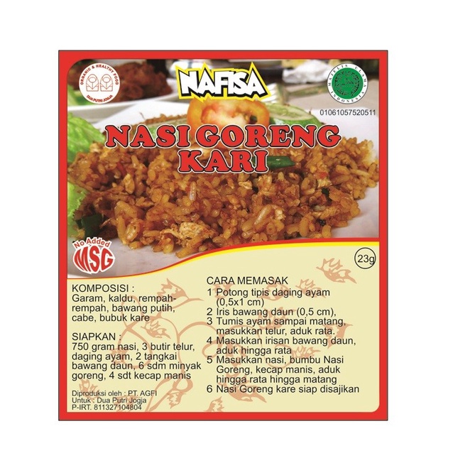 Nafisa Bumbu Instant NO MSG - Nasi Goreng Kari