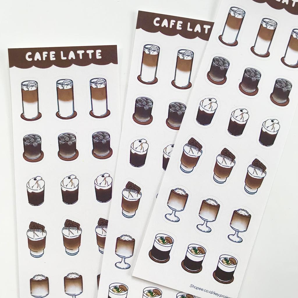 

CAFE LATTE sticker sheet/ stiker minuman aesthetic/ stiker jurnal