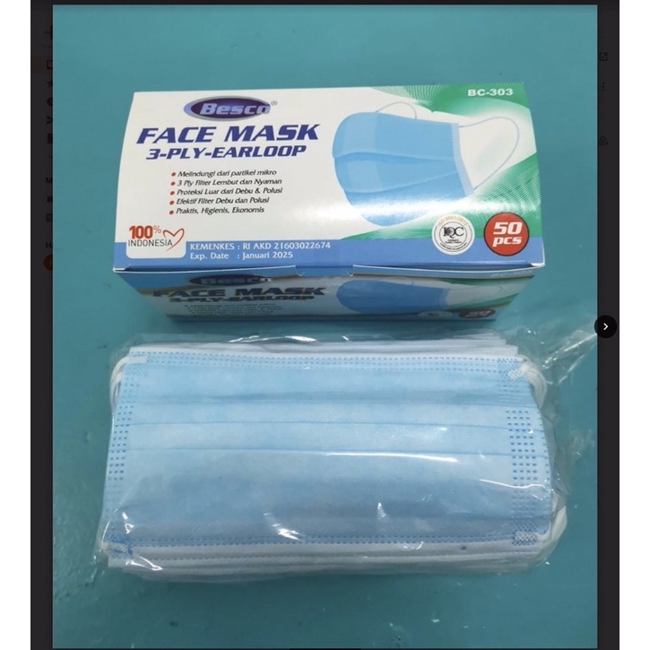 Masker Besco Face Mask 3-Ply-EARLOOP