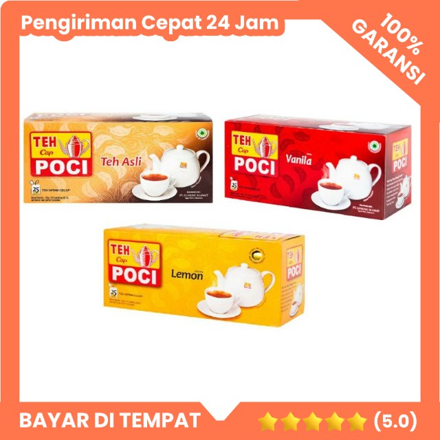 

Teh Poci Hitam Celup Kantong 2gr isi 25 Teh Asli Teh Melati Vanila Lemon