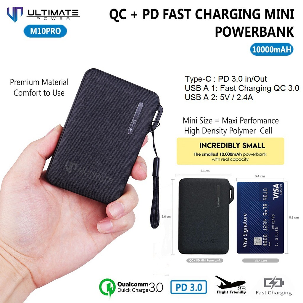 Ultimate Power M10 Pro QC+PD Mini Powerbank 10000mAh Fast Charging Original 100% is the best