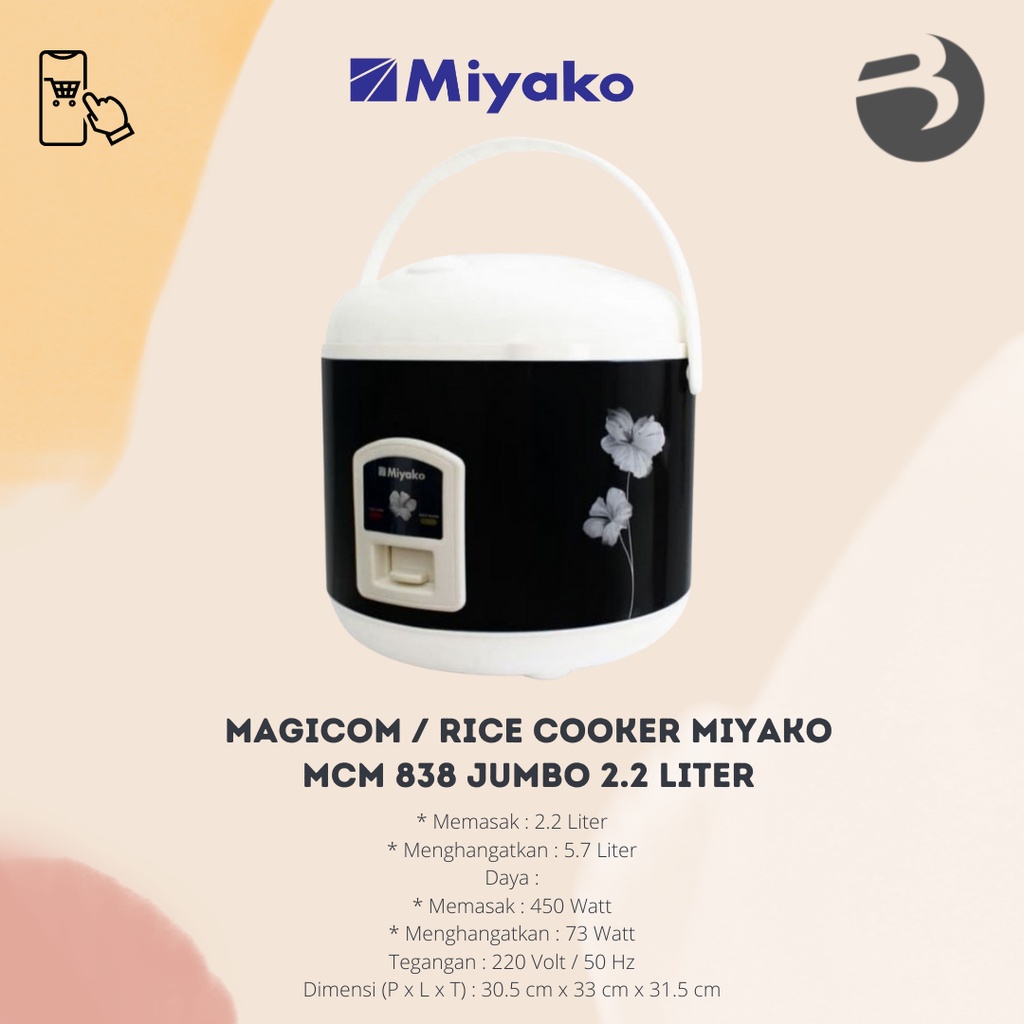 Magic Com Rice Cooker Miyako 2.2 Liter MCM-838 / MCM838