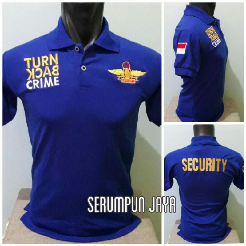 KAOS SECURITY TURN BACK CRIME WINGS - KAOS KERAH TBC LOGO WINGS BIRU FULL BORDIR