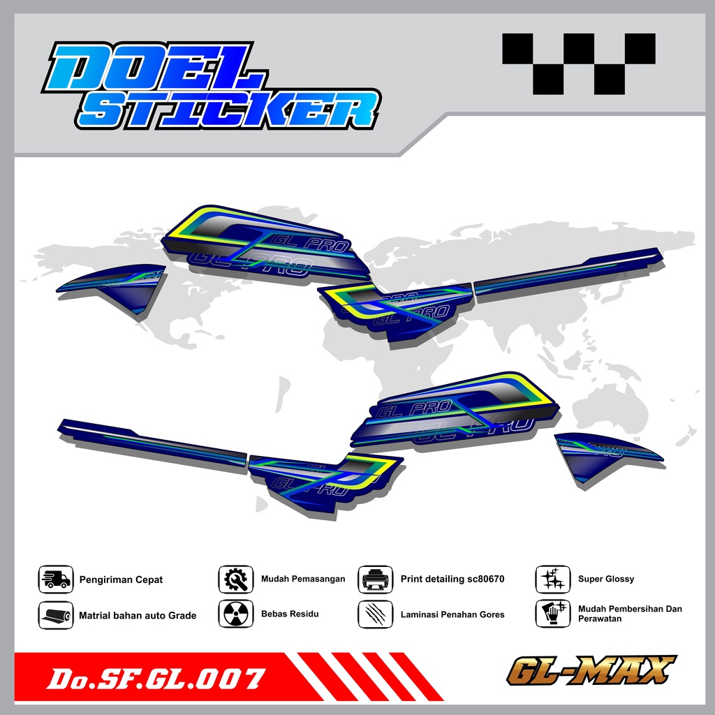 Sticker Striping GL PRO , MAX List Variasi Hologram pelangi,Crome Doel 007