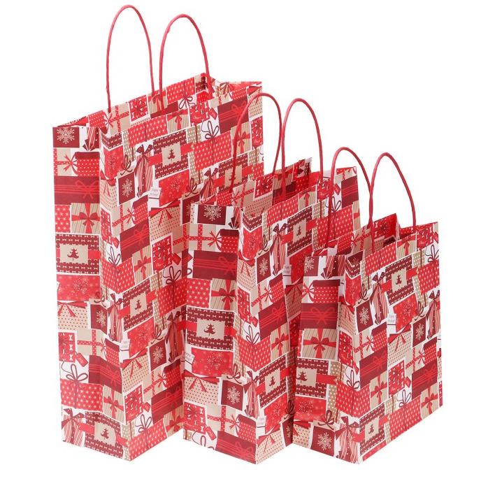

12PCS/LOT CHRISTMAS KRAFT PAPER BAG SANTA GIFT BAG CANDY BAG DC452CD3