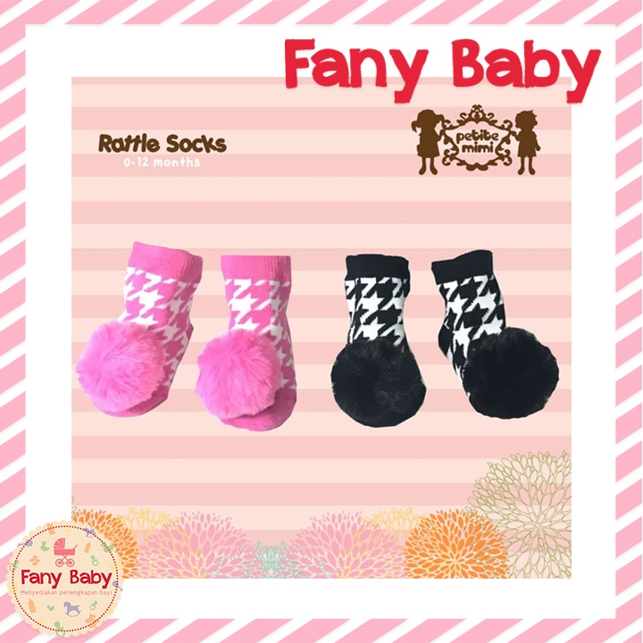 PETITE MIMI RATTLE SOCKS ISI 2 PCS KAOS KAKI BAYI 0 - 12 BULAN