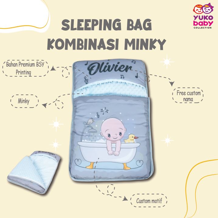 Sleeping bag kombinasi minky dot