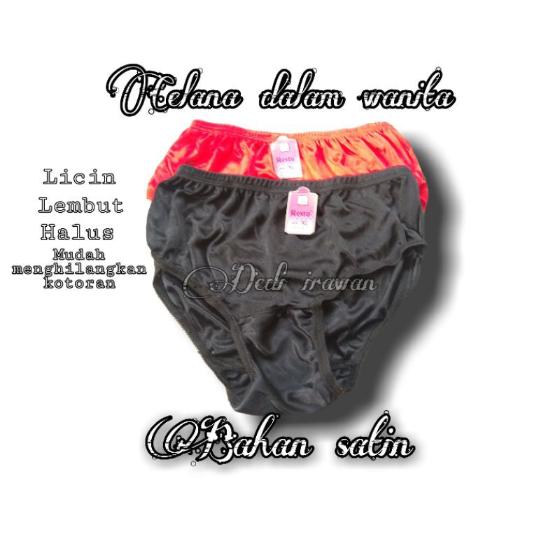 [6 pcs]  celana dalam satin merah dan hitam/celana wanita/celana satin