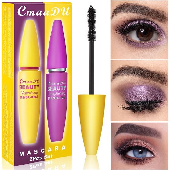 (NCS) 1 Set 2 Pcs Maskara CmaaDu Beauty Volumizing &amp; Lengthening Mascara 2 IN 1 4D Waterproof Tahan Lama Anti Air