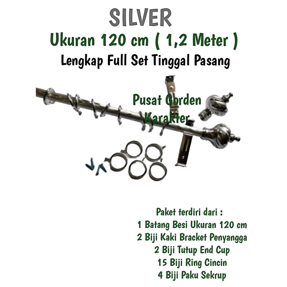 Besi Gorden Hordeng Jendela Minimalis 120 cm atau 1,2 Meter Besi Gorden Hordeng Full Set Murah Besi 