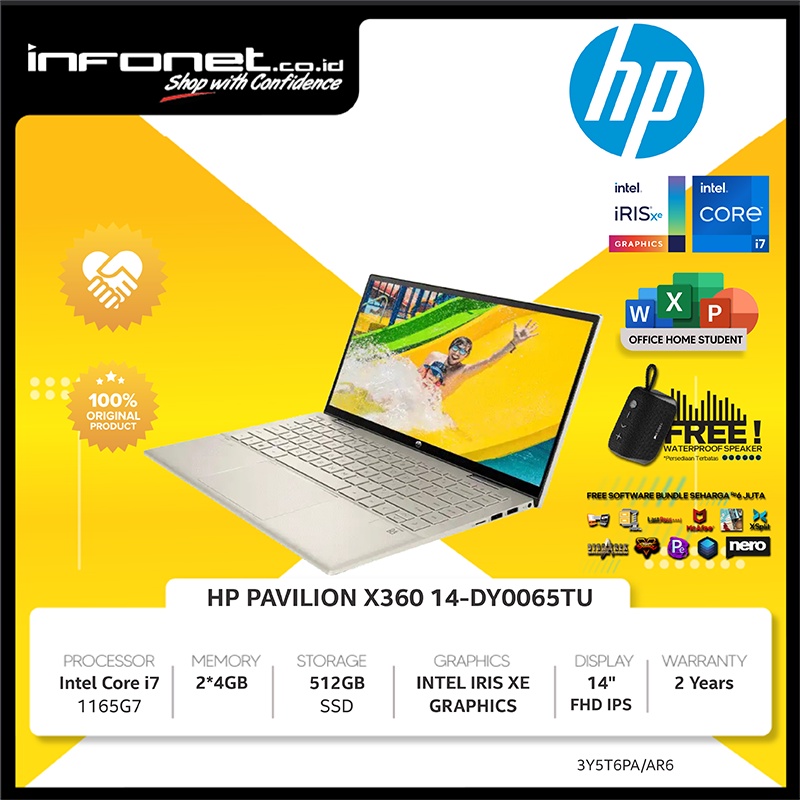 HP PAVILION X360 14-DY0065TU i7 1165G7 8GB 512GB SSD Intel Iris Xe 14" FHD TOUCH SCREEN W10 OHS