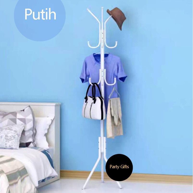 Stand Hanger Coat Rack / Gantungan Baju Jaket Topi 9 Kait / Standing Hanger Gantungan Berdiri Untuk Tas Dasi Payung Mantel Minimalis Aesthetic Serbaguna Stainless Steel Anti Karat Kokoh