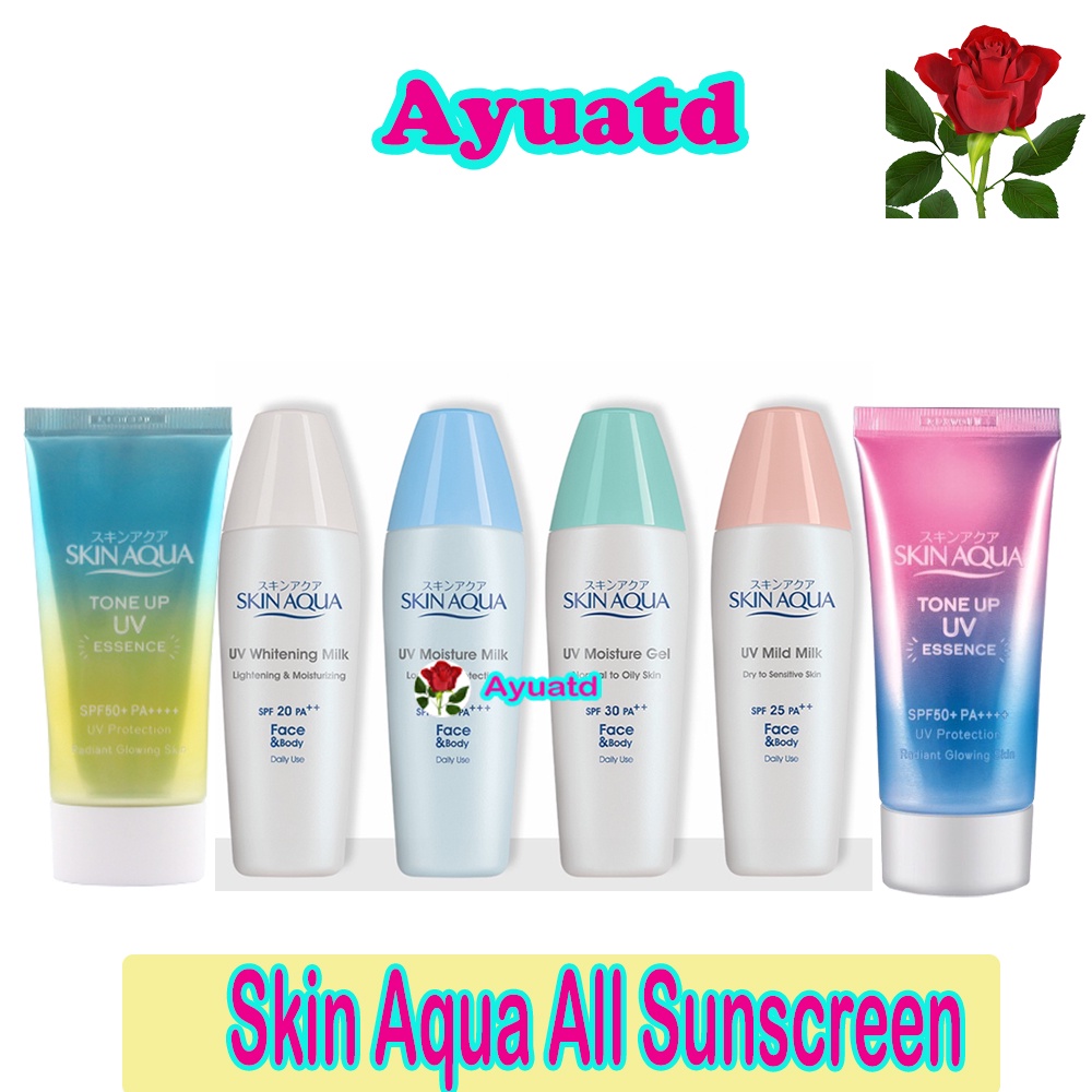 SKIN AQUA Tone Up UV Essence | UV Moisture Milk SPF 50+ PA+++ 40g Moist Gel SPF 30