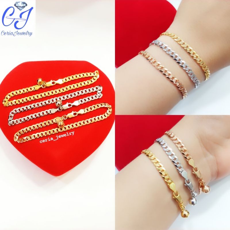 Gelang Perak Asli Silver 925 Lapis Emas - Gelang Anti Karat - Gelang Sisik Naga Ukir Gelang Wanita P