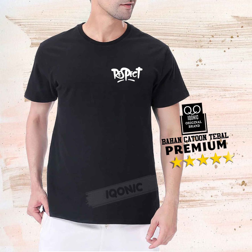 Brother Store Kaos Distro Pria - KAOS COWOK - Respect guys Text Hitam Premium