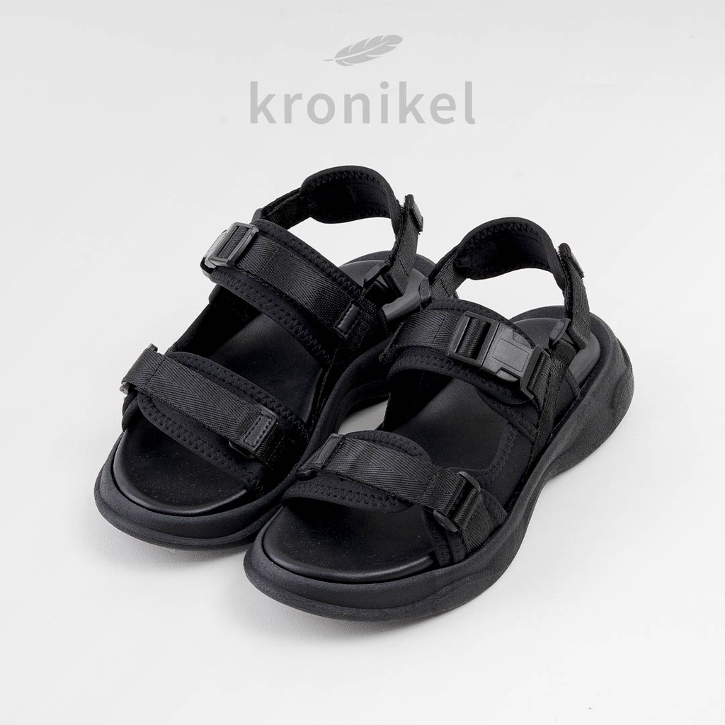 [PREMIUM LOKAL BRAND] KRONIKEL PROJECT // LEVI 2-in-1 Sandals - Full Black