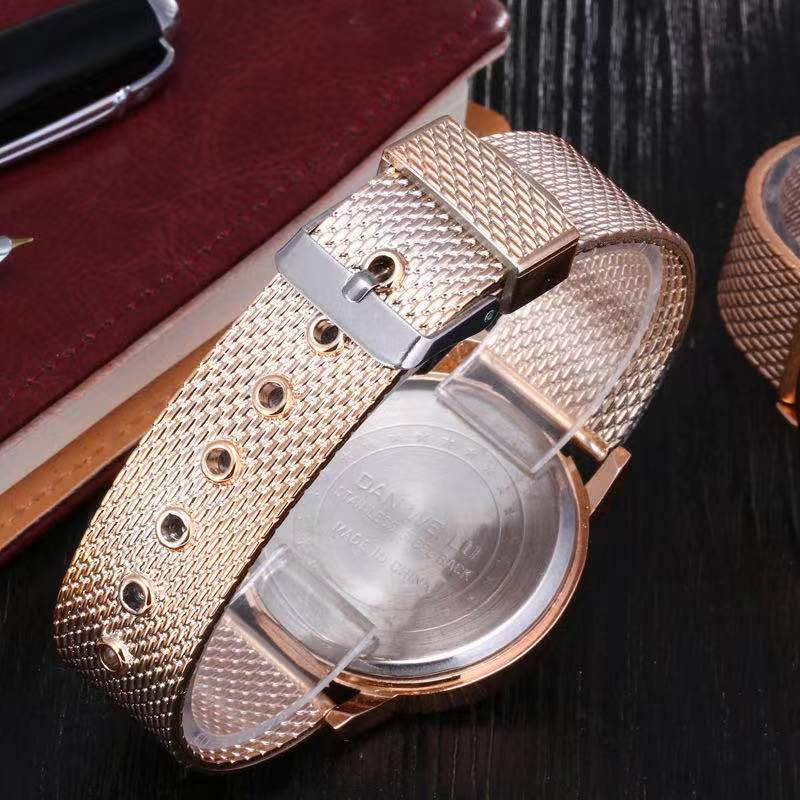 Rowling (Jam-45) Jam Tangan Couple Geneva Strap Karet Motif Pasir Wanita Pria Pasangan Murah Import