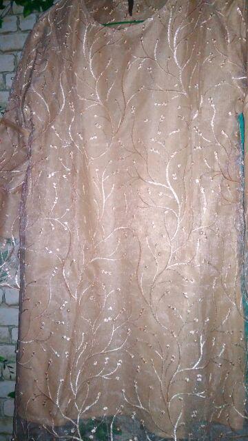 Zola_batik Batik Couple Brokat Tile Selendang Nuna Brown Aksara Azzura High Quality - Couple Mahira