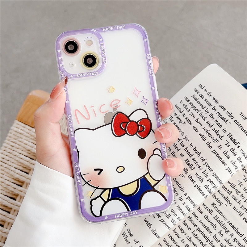 Soft Case Pelindung Lensa Kamera Bahan Silikon Motif Kartun Hello Kitty Untuk Iphone 13 12 11 Pro Max Se 2020 X Xr Xs Max 7 8 Plus