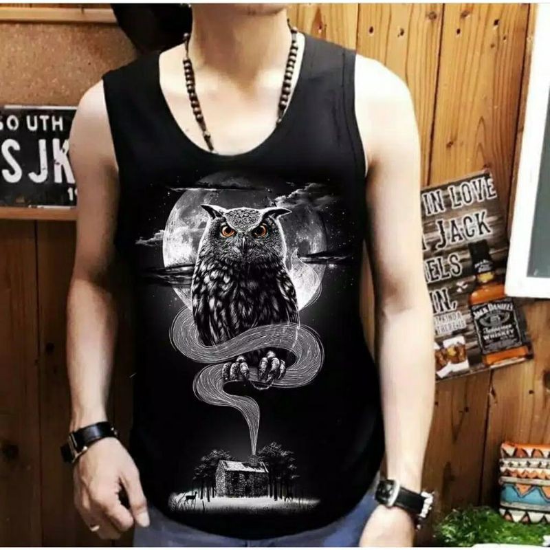 Singlet Pria Tanpa Lengan / Owl Moonlight / Shalch Trendy