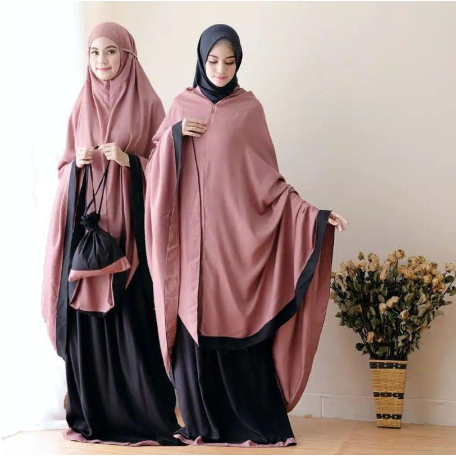 Mukena Baneska New Salwa 2in1 Black Mocca