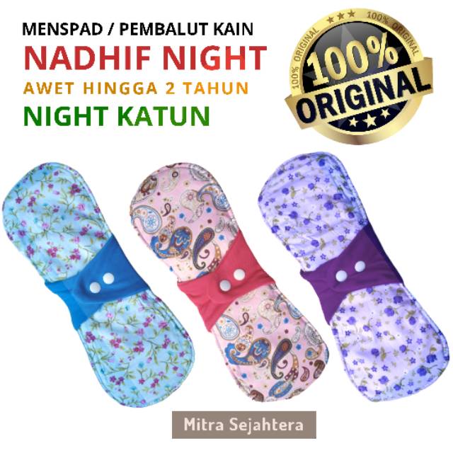 PEMBALUT KAIN CUCI ULANG, MENSPAD NIGHT KATUN, PEMBALUT CUCI ULANG