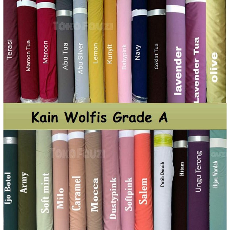 Kain Wolfis Grade A kelipatan 50cm Bahan Wolvis Premium Tebal