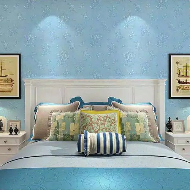[ COD Bayar Di Tempat ] WALLPAPER STIKER DINDING MURAH Motif Emboss 3D Biru GH130