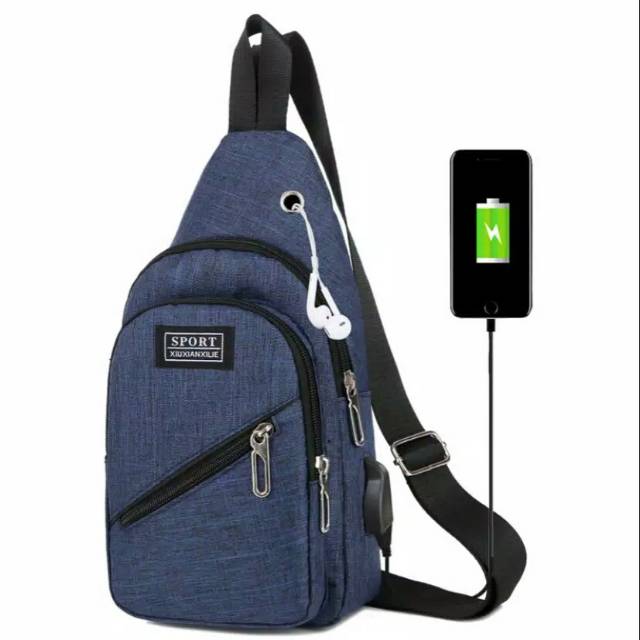 Tas slempang pria usb sport xiuxianxilie