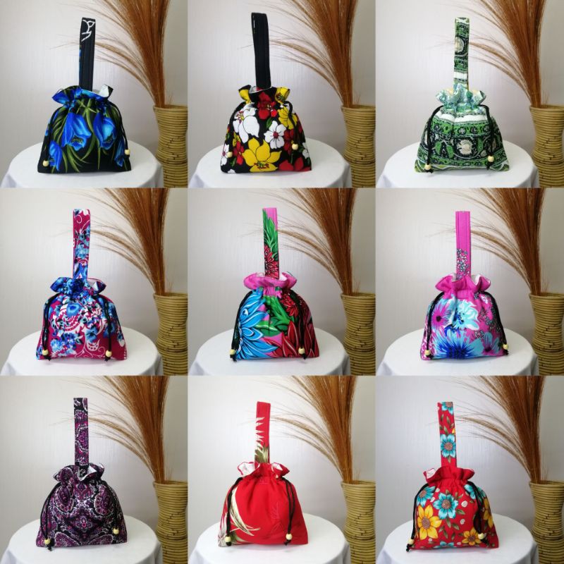 Tas Serut Mini Bali / Mini Pouch Serut Rayon / Tas Serut Oleh-oleh Bali / Random