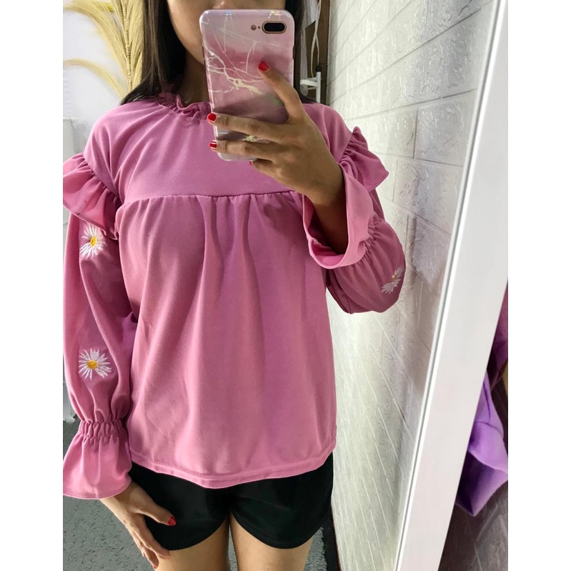 ilook | Ezra Daisy Blouse | Blouse Bordir Daisy | Bahan Creap - Fit to L-6