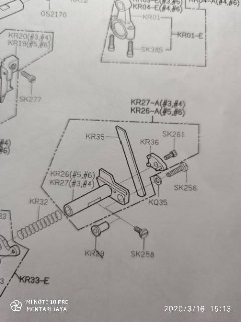 SK256 Asli Dan KQ35 Baut Dan Ring Penahan Pisau Bawah - Mesin Jahit Obras Siruba 700F