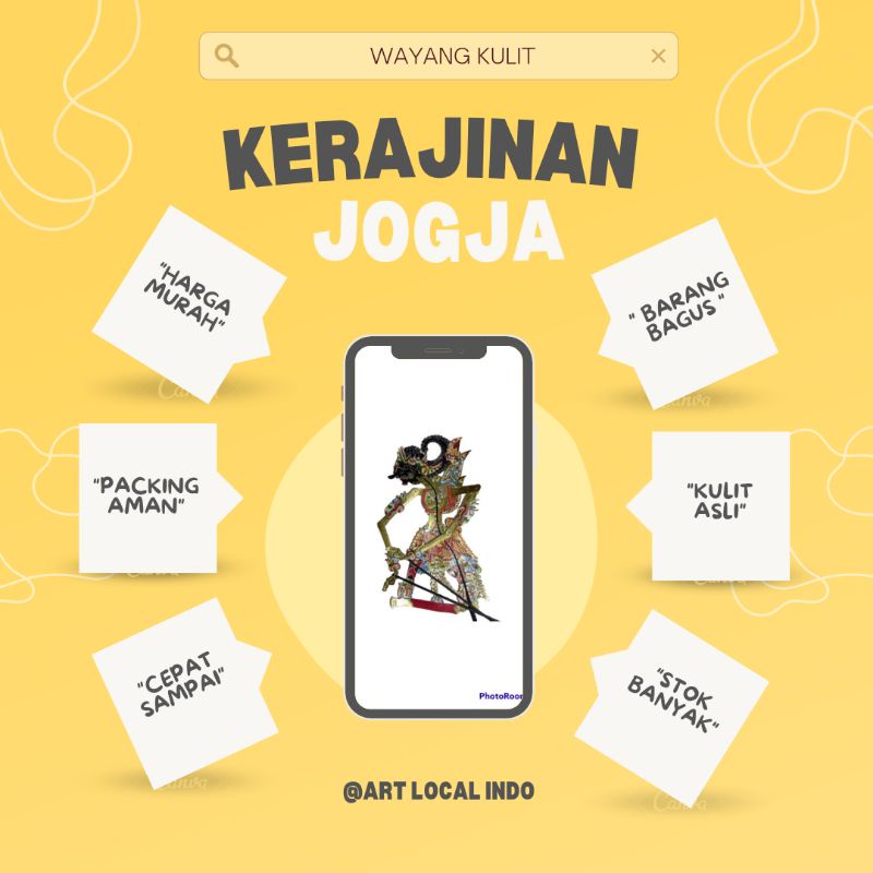 Wayang Kulit GATOT KACA Bahan Kulit Sapi ASLI