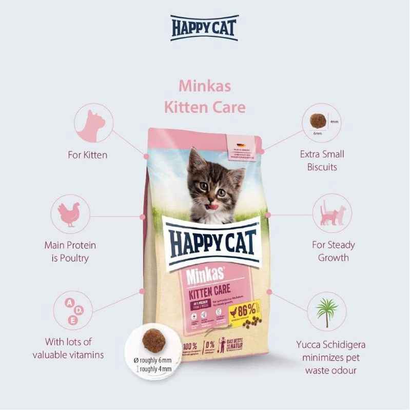 GRAB/GO-JEK Happy Cat Minkas Kitten Care Kemasan 10KG Dry Food