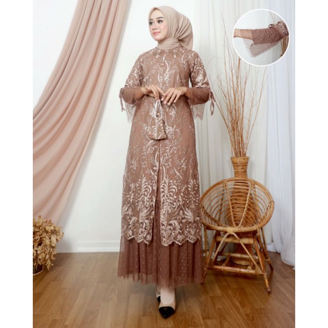 GAMIS PESTA EVOILA / DRESS KONDANGAN TULLE /GAMIS DOT TULLE TERBARU