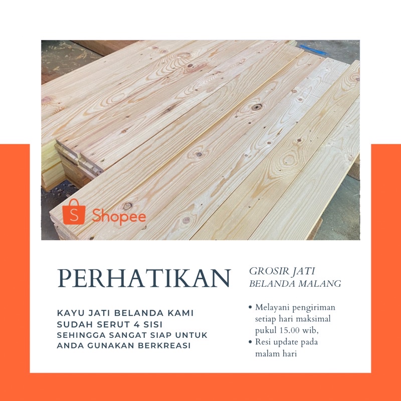 Papan Slimar Jati Belanda 240x14x4 Sudah Serut Halus