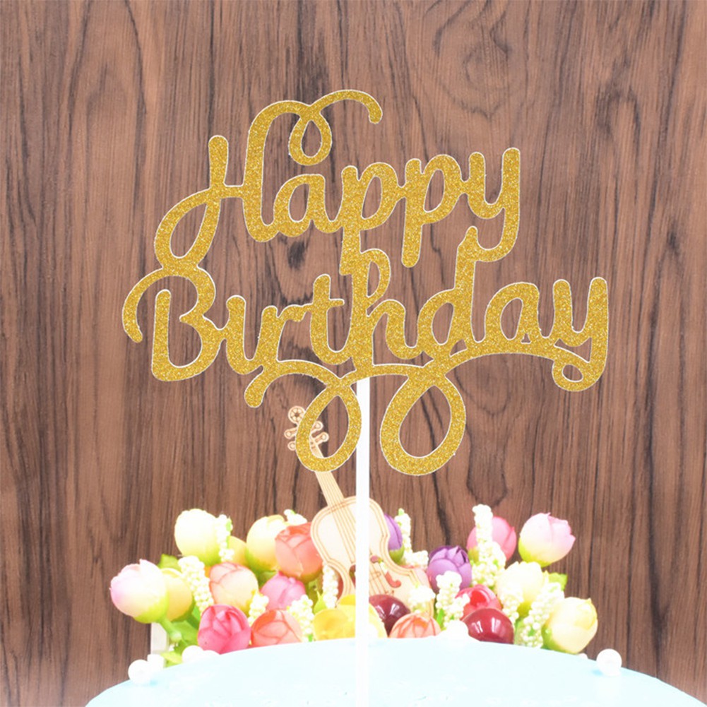 Topper Kue Desain Tulisan Happy Birthday Untuk Dekorasi Pesta
