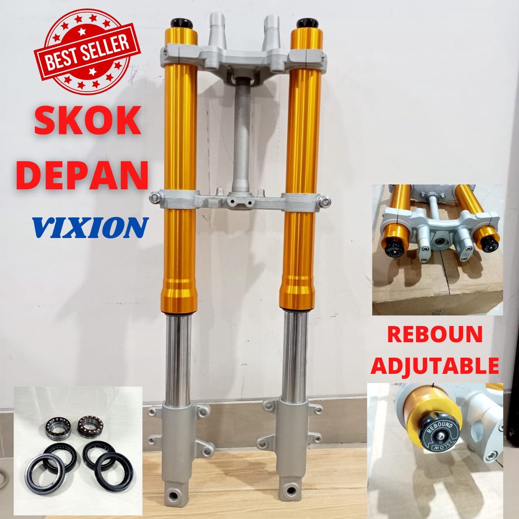 Jual Shock Depan Vixion Up Side Down Usd Double Disc Skok Depan Vixion Upside Down Gold Rebound