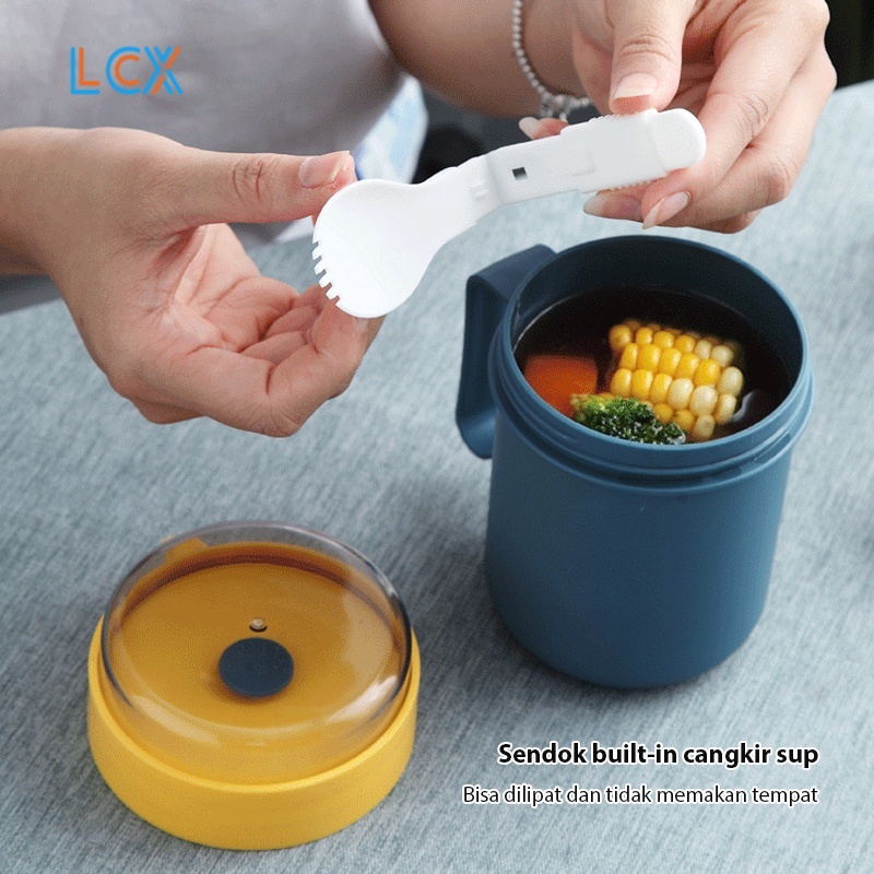 LCX Mangkuk sup Cangkir sup Anti Tumpah Panci sup Portable Free Sendok BPA Free VS-61